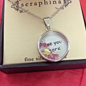 Ladies Necklace Valentine Gift Love You More Fine Silver Plated Float